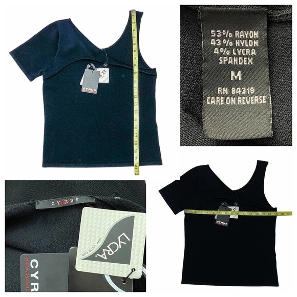 CYRUS Black Lycra One-Shoulder Blouse Medium NWT - Picture 10 of 11